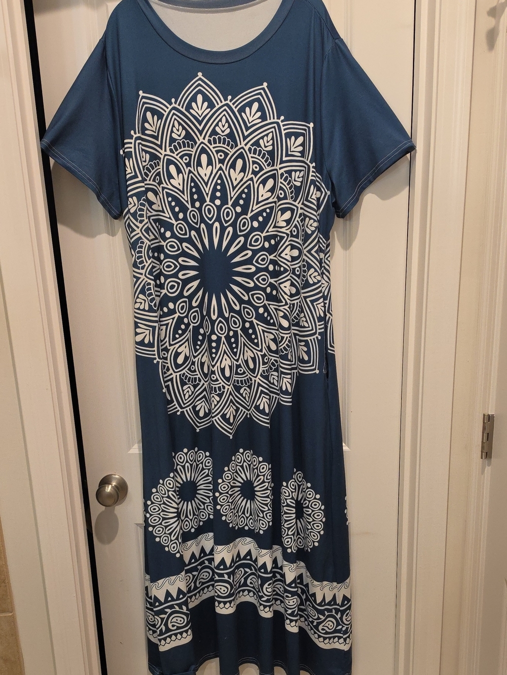 Dark Teal Mandala Print Soft Maxi Dress 3x
